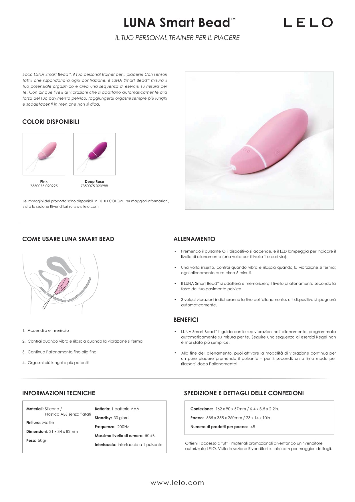 LELO Smart Bead - Palline Vaginali Per esercizi Kegel